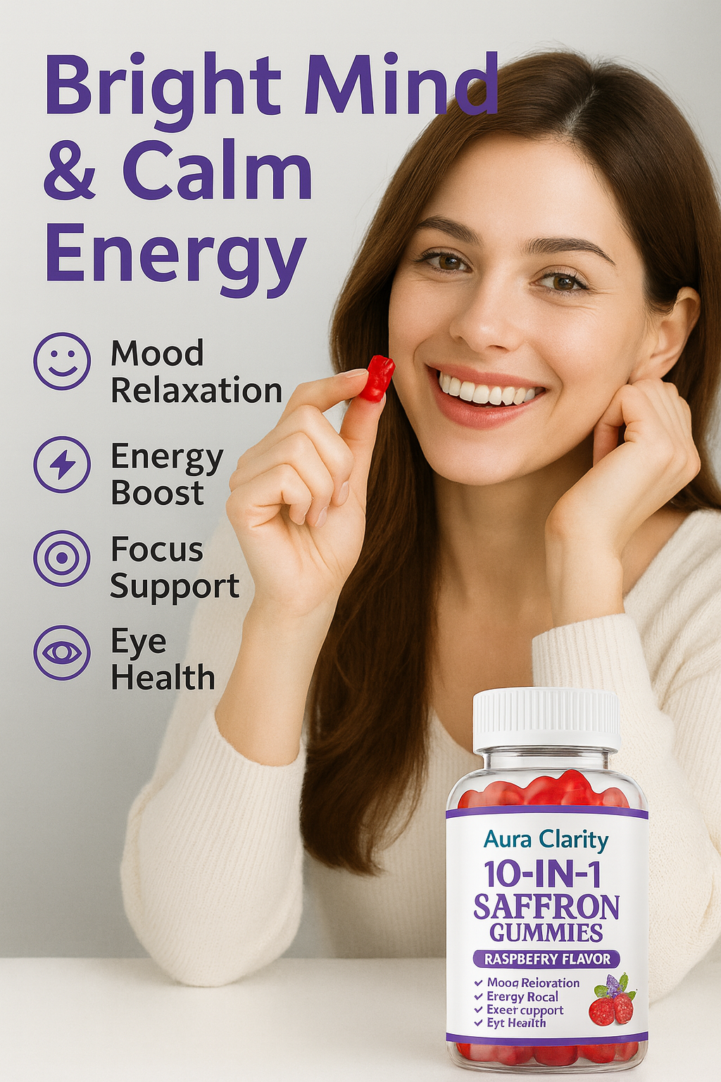 Aura Clarity Integrate 10-in-1 Saffron Gummies